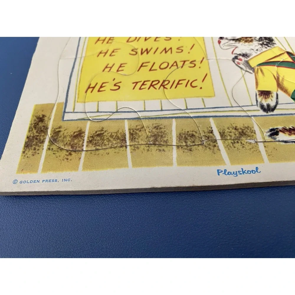 VTG Golden Press Playskool He Dives! Puzzle Cardboard Frame Tray 80-56